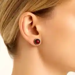 Cercei mici piatra Agata roșie