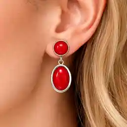 Cercei piatră ovală dublă