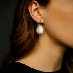 Cercei quart alb roziu