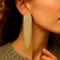 Cercei zirconiu lungi franjuri