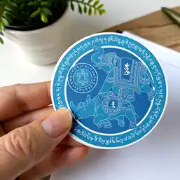 Sticker Elefant si Rinocer albastri 2026