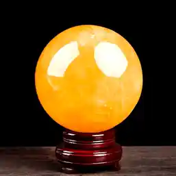 Set sfera piatra naturala calcit cu suport lemn