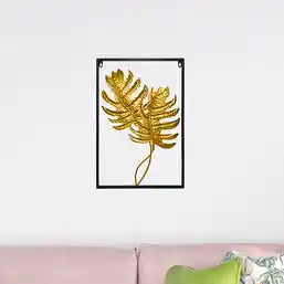 Tablou decorativ metalic cu 2 frunze palma