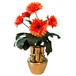 Vază decorativă din ceramică aurie