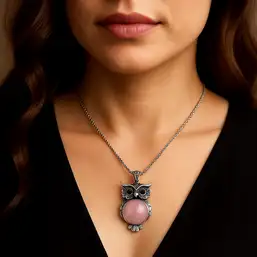 Imagine Colier cuart roz pandantiv Bufnita