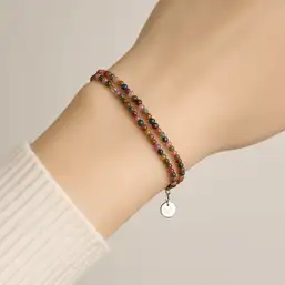 Imagine Brățară dublă turmalină cu lanț argint 925