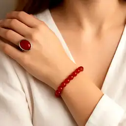 Imagine Set brățară și inel piatra Carneol ajustabile