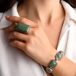 Imagine Set brățară și inel Aventurin ajustabile