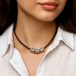 Imagine Set 3 Charmuri model floral cu snur