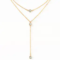 Imagine Colier dublu choker cu trei strasuri cristal elegant