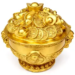 Imagine Vasul abundentei feng shui cu monede pepite