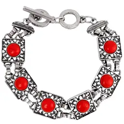 Imagine Bratara 6 pietre jasp rosu