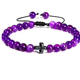 Imagine Brățară Ametist cu cruciuliță Hematit