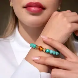 Imagine Bratara dragoni norocosi cu perla nemuririi si piatra turcoaz