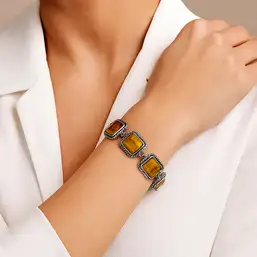 Imagine Bratara 6 pietre Ochi de Tigru forma patrat