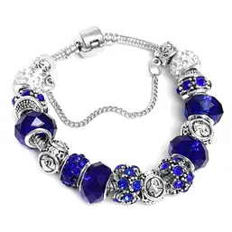 Imagine Bratara zodia Capricorn tip Pandora suflată cu argint cu strasuri montate în charmuri