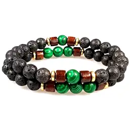 Imagine Brățări Malachit și roca vulcanica