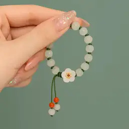 Imagine Brățară din Jad Natural de calitate cu Floare de Piersic