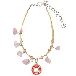 Imagine Brățară Boho Cuarț roz cu ideograma prosperității