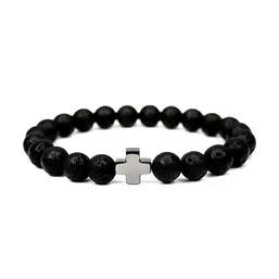 Imagine Bratara roca vulcanica lava si cruciulita hematit