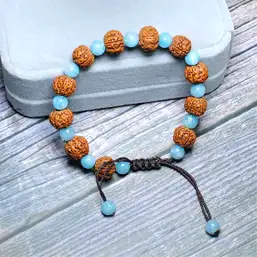 Imagine Bratara snur Rudraksha Amazonit