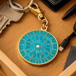 Imagine Breloc 2026 cu lotus si 28 de silabe HUM