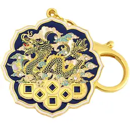 Imagine Breloc Dragon Celest pe pat de monezi