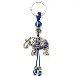 Imagine Breloc elefant cu trompa în sus și ochi magic norocos