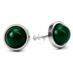 Imagine Cercei mici piatra calcedonia verde