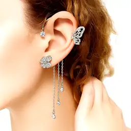 Imagine Cercei zirconiu fluture pe ureche