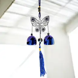 Imagine Clopotei metalici de vant cu fluture si ochi magic norocos