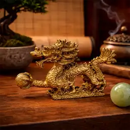 Imagine Dragon norocos feng shui cu perla nemuririi pentru bogatie