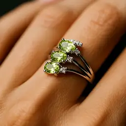 Imagine Inel 3 pietre Peridot