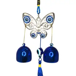Imagine Clopotei metalici de vant cu fluture si ochi magic norocos