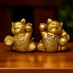 Imagine 2 Pisici Maneki Feng Shui