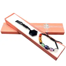 Imagine Set cadou colier piatră stea 6 colțuri obsidian și brățară 7 chakre pătrat