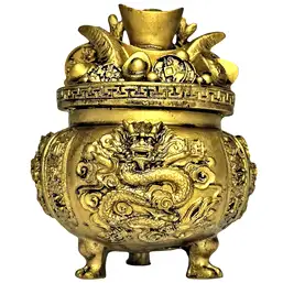 Imagine Vasul abundenței cu dragon si pepite