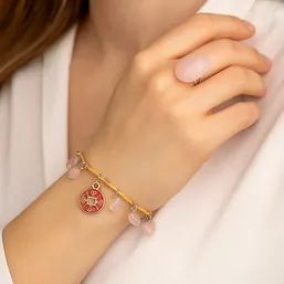 Set brățară Boho și inel Quartz Roz