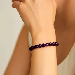 Set bratara agate naturale mov cu felicitare personalizata