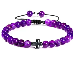 Brățară Ametist cu cruciuliță Hematit