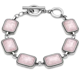 Bratara 6 pietre alb roziu