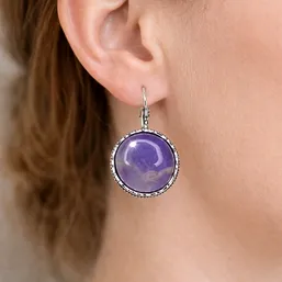Cercei ametist rotund