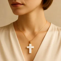 Pandantiv cruciuliță albă Jad