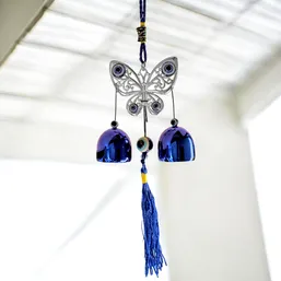 Clopotei metalici de vant cu fluture si ochi magic norocos