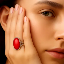 Inel Jad Rosu piatra ovala mare