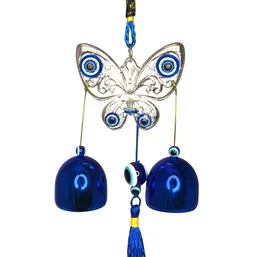 Clopotei metalici de vant cu fluture si ochi magic norocos