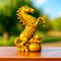 Cal in doua picioare cu sac de bani