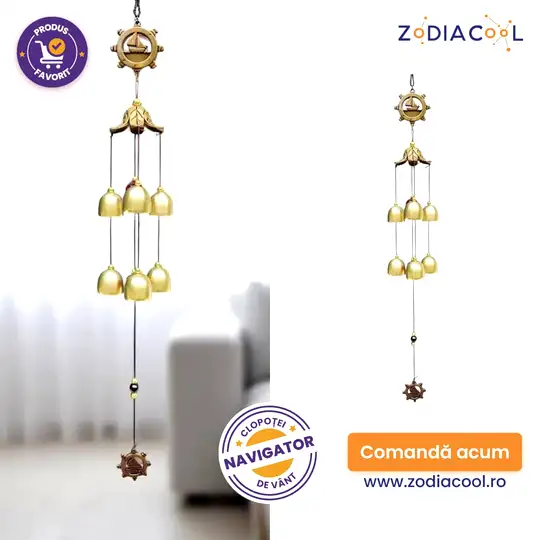 Clopotei de vant din metal si lemn, pentru casa, balcon sau