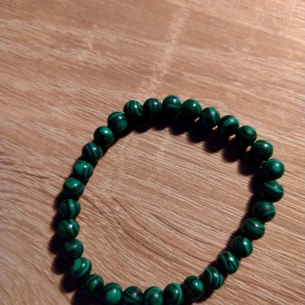 Set bratara Malachit felicitare personalizata, piatra succes in afaceri, din pietre semipretioase rotunde, elastica verde