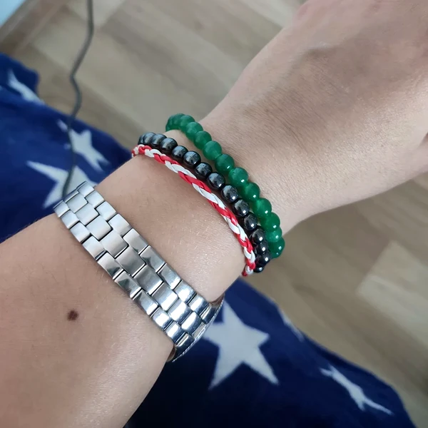 Set bratara Hematit cu felicitare personalizata, piatra protectie 6 mm, femei barbati elastica negru
